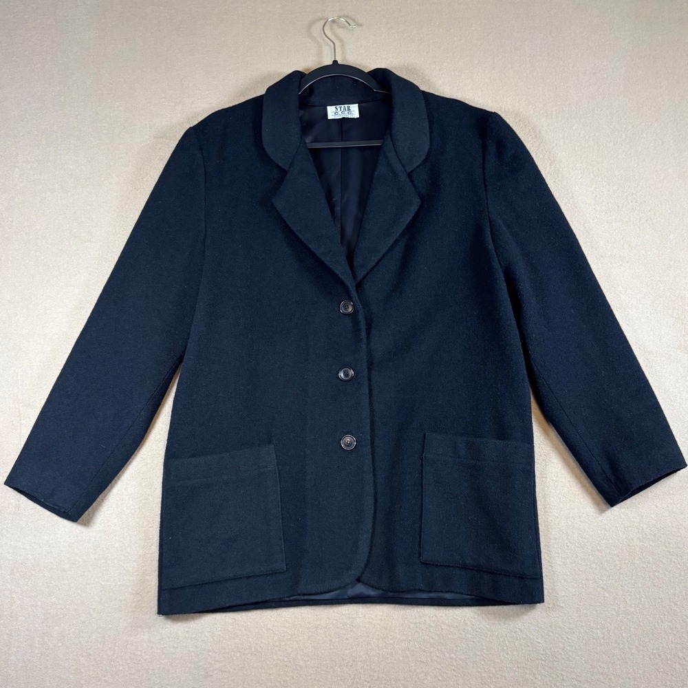 Vintage Star City Clothing Co Black Wool Blend Blazer Jacket Medium USA Made